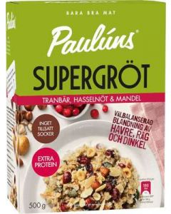 Supergröt Tranbär/Hasselnöt/Mandel PAULÚNS, 500g