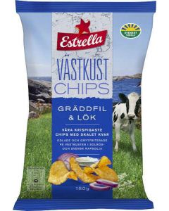 Estrella Västkustchips Gräddfil och Lök 180g