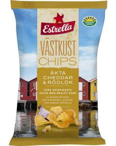 Estrella Västkustchips Äkta Cheddar & Rödlök 180g