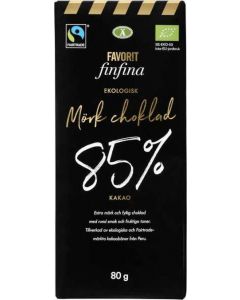 Mörk Choklad 85% FAVORIT FINFINA, 80g Fairtrade und bio