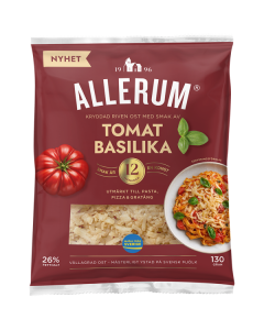 Allerums kryddad riven ost med smak av Tomat & Basilika 130g