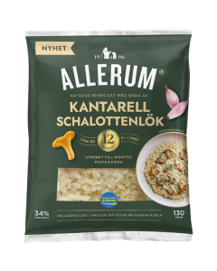 Allerums kryddad riven ost med smak av Kantarell & Schalottenlök 130g