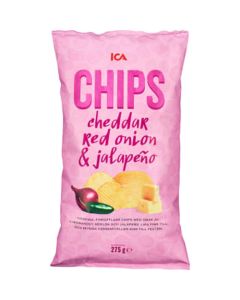 Chips Cheddar jalapeño & rödlök 275g ICA