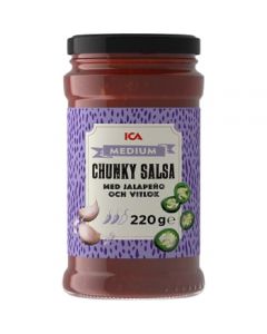 Chunky salsa med jalapeño & vitlök Medium 220g ICA