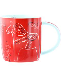 Dalapferd-Tasse, rot, Kürbismuster