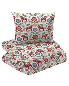 Bettwäscheset Siljan rot/weiß