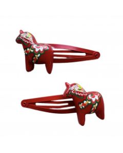 Haarspange Dalapferd rot, 2st.