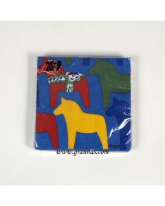 Dalapferd-Serviette blau 17x 17cm 20st